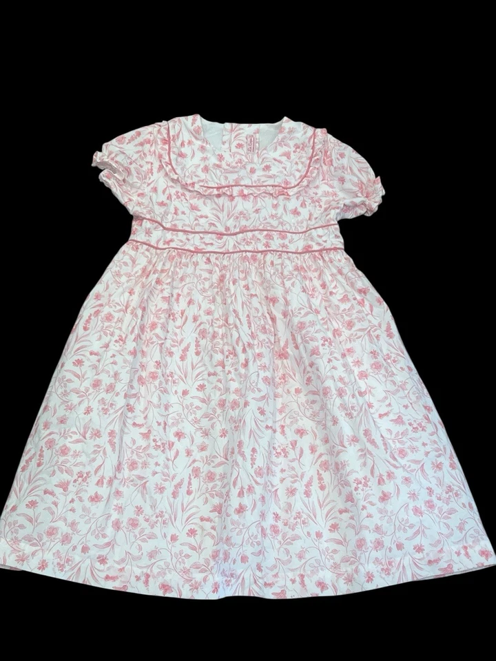 Girl's La Coqueta White Floral Luciana Dress Fit & Flare Cotton Short Sleeve 10 - Image 4 of 4