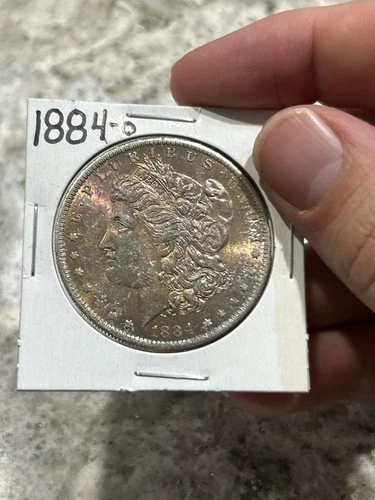 1884-O Morgan Dollar - Unc - Beautiful Color Toned Rainbow Toning! Rare****