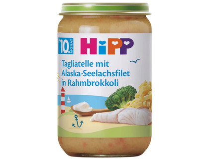  HiPP Menü Tagliatelle mit Alaska-Seelachsfilet in Rahmbrokkoli 220g