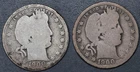 1900-PO 25C BARBER SILVER QUARTERS Lot of 2 KM# 114 Grade: AG/G A7886