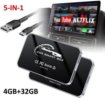 Car Video AI Box Wireless Carplay & Android Auto Adapter w/ Netflix YouTube HDMI