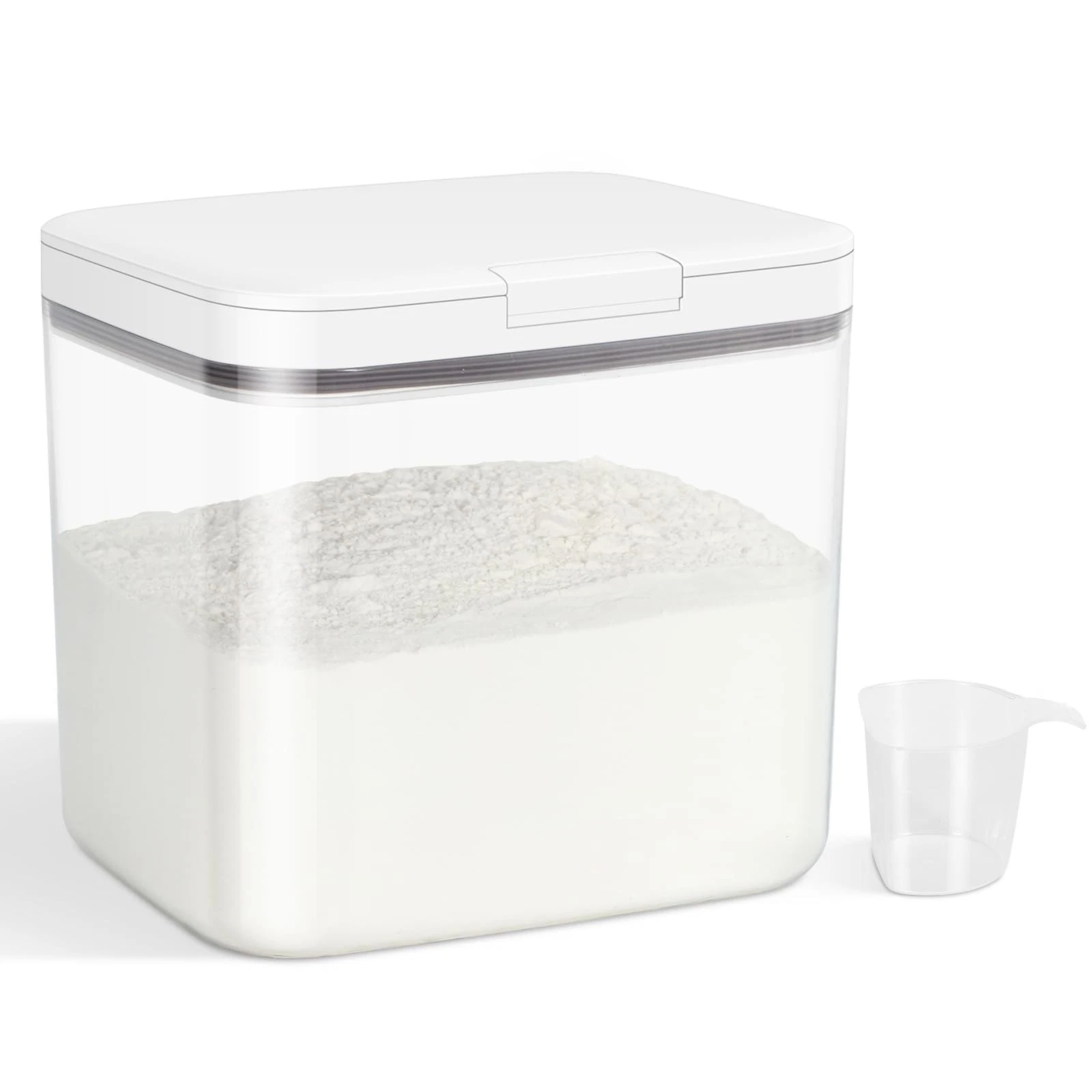Versatile Storage Container Bin with Pop-up Lid & Scoop, Rice Flour Container...