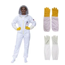 Cotton Beekeeping Suit, Full Body Beekeepers Protective Gear with Fencing Vei...