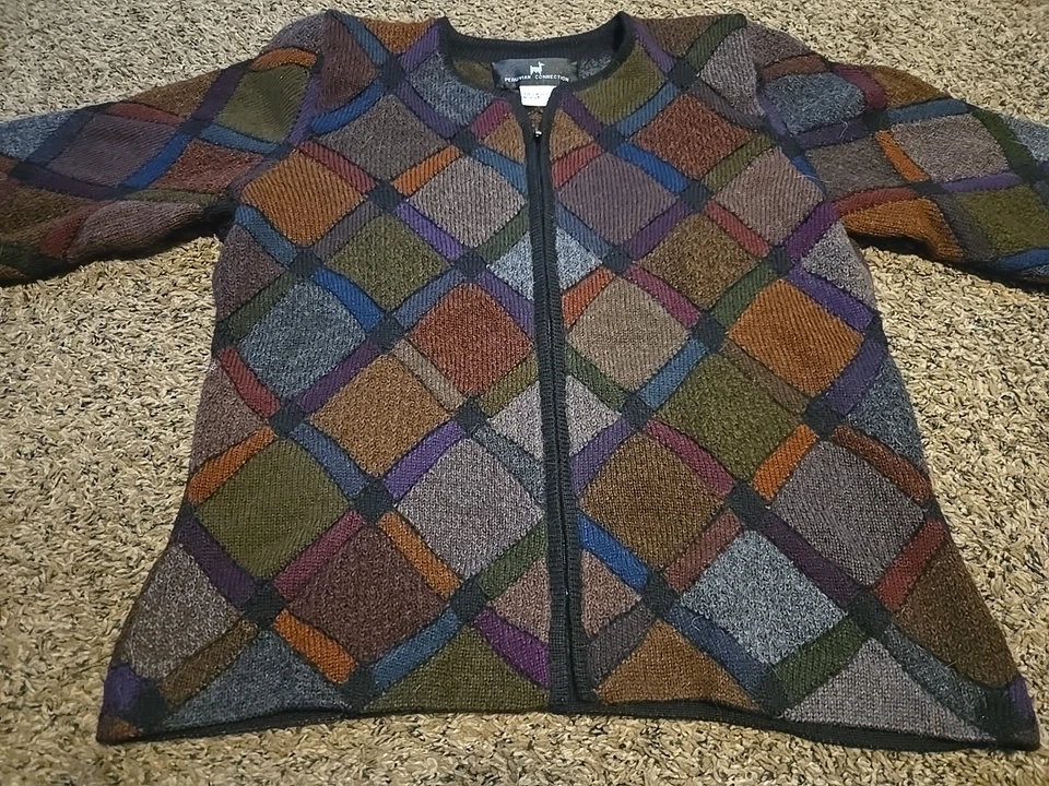 Suéter Vintage The Peruvian Connection 100% Alpaca Grande Hecho en Bolivia Cremallera Foto 2 de 4