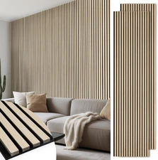 Wood Slat Wall Panels 2 Pack 106" X 23.6", Acoustic Wooden Panel for Wall, Sound