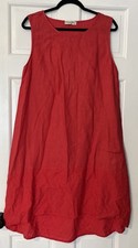 Terzo Millennio Linen Dress Large Red Lace Boho Coastal Lagenlook Sleeveless