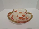 Vintage Murano Art Glass Bowl Gold Dust Controlled Bubble Dish