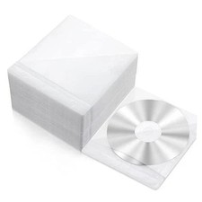 200 Pcs Cd Sleeves DVD Envelopes Double Sided Refill Plastic Disc Holder White