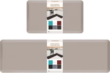 Kitchen Mat,17.3"X28"+17.3"X60" Khaki, Cushioned Comfort Anti-Fatigue Waterproof