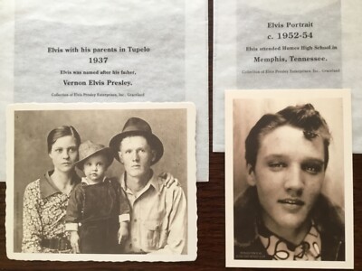 ELVIS 1937 PHOTO WITH HIS PARENTS & A PHOTO OF ELVIS IN 1952/54 BOTH B&W Repro s