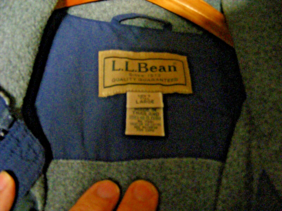 L.L. BEAN VEST BLUE LARGE TALL-POLY OUTER, FLEECE INNER - Image 2 of 2