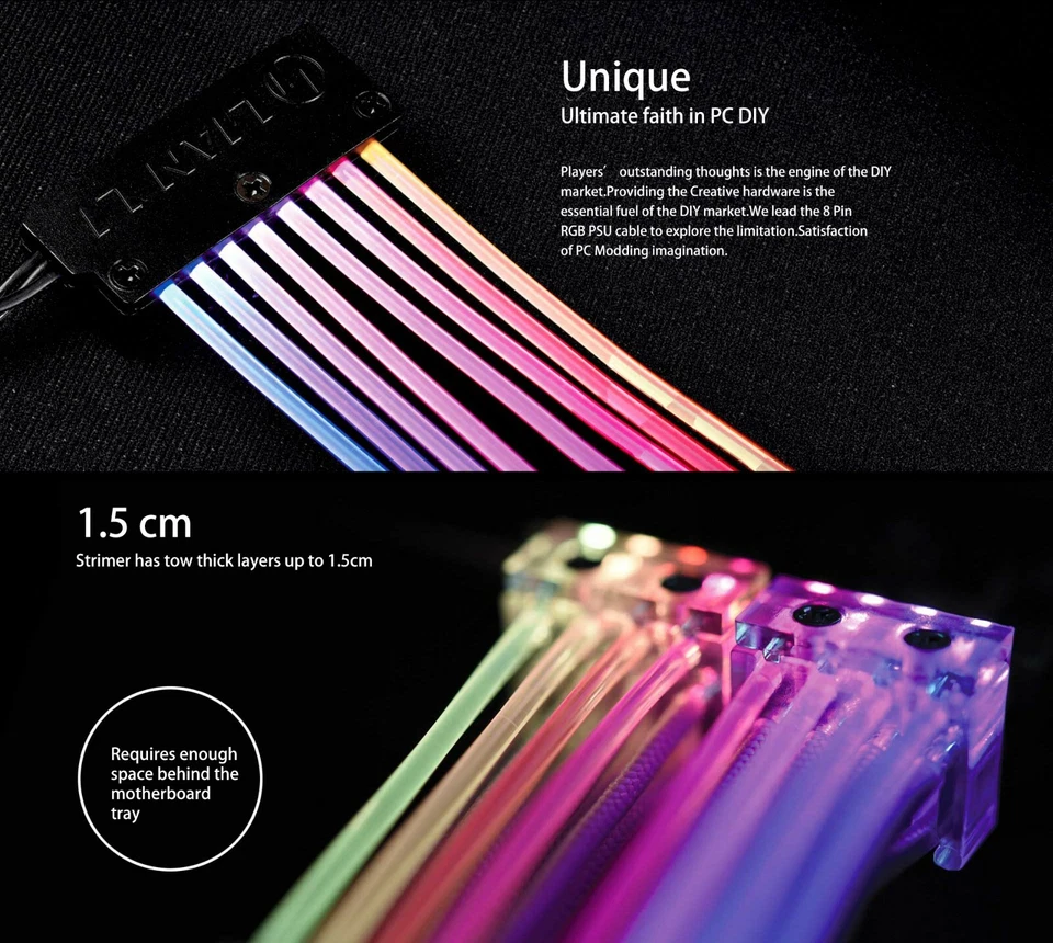 8-Pin RGB Power Extension Cable 300mm LED Luminous Addressable 5V RBW ATX DIY PC - Image 2 of 4
