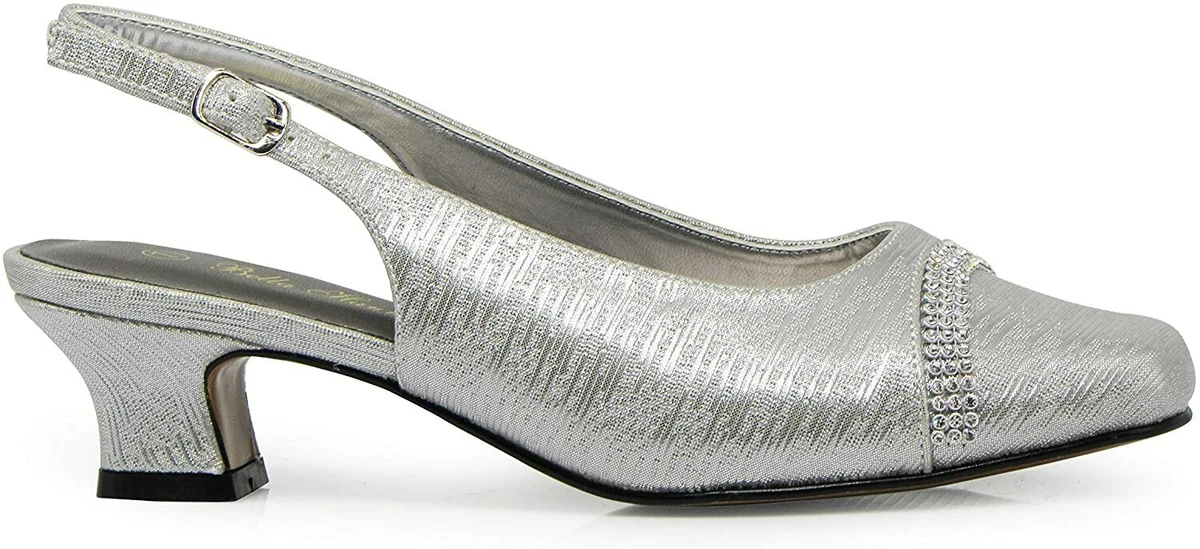 Enzo Romeo Antica02 Women s Wide Width Sling Back Low Heeled Pumps