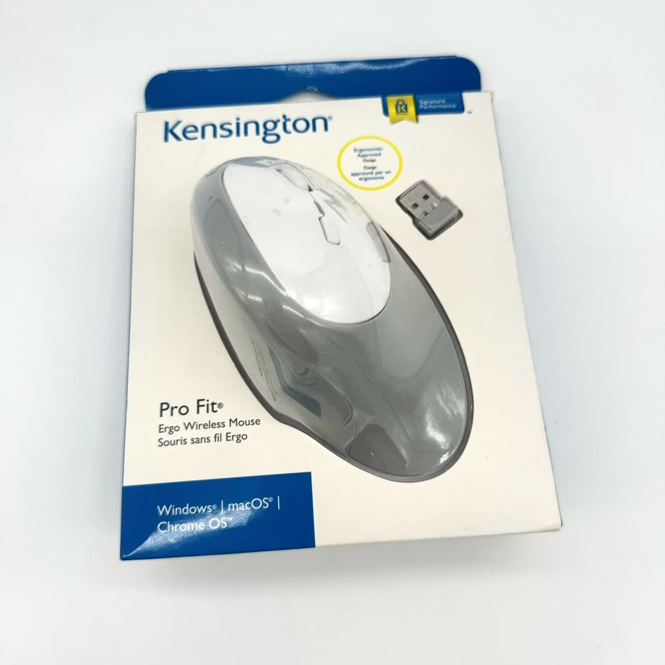 Kensington Pro Fit Ergo 2.4 & Bluetooth Wireless Mouse-Gray K75405 w/ USB Dongle - Image 2 of 4