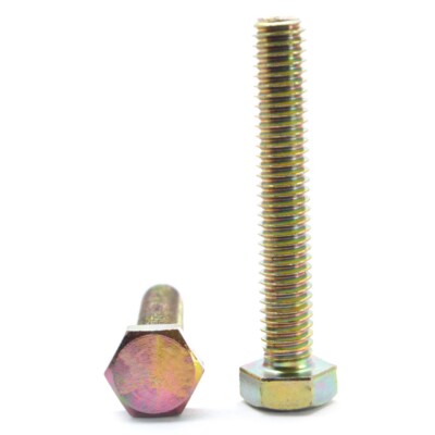 3/8-16 x 4 1/2 Coarse Grade 8 Hex Tap (Full Thread) Bolt Alloy Steel Yellow Zinc