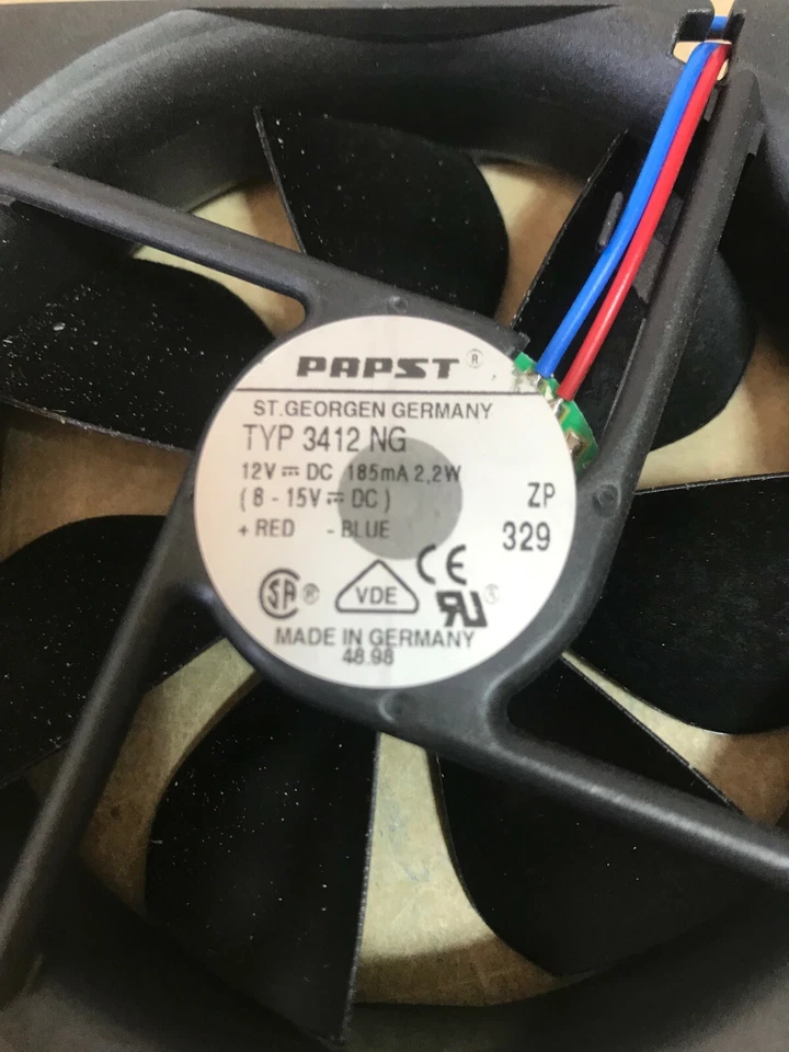 Papst Lüfter 92x92x25   3412 NG  - 12V DC - 185 mA - 2,2 W ( 1 paket a 21 st. ) - Bild 2 von 4