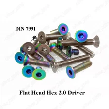 M3 Colorful Titanium GR2 Hex Socket Countersunk Flat Head Screws DIN7991