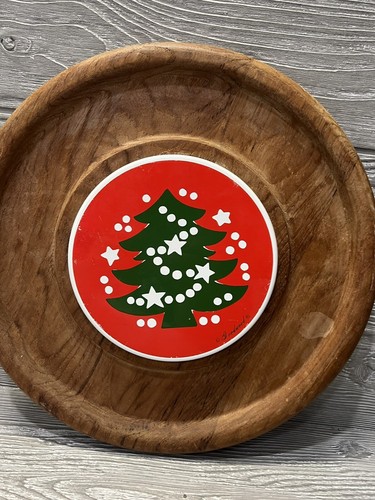 Vintage GoodWood Teak Cheese Cracker Tray Christmas Tree Tile Charcuterie Board