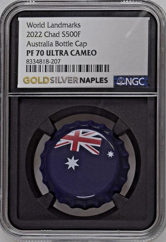 2022 Chad Silver 500 Francs World Landmarks Australia Bottle Cap NGC PF70 UCAM