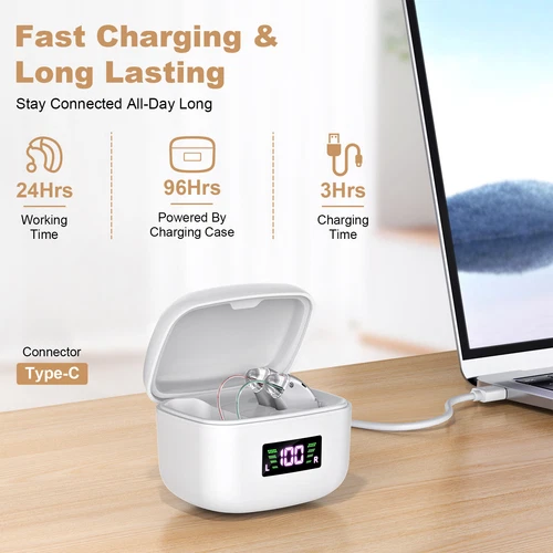 1 Pair Mini Hearing Aids With Rechargeable Case For Seniors with Hearing Loss - Picture 3 of 33