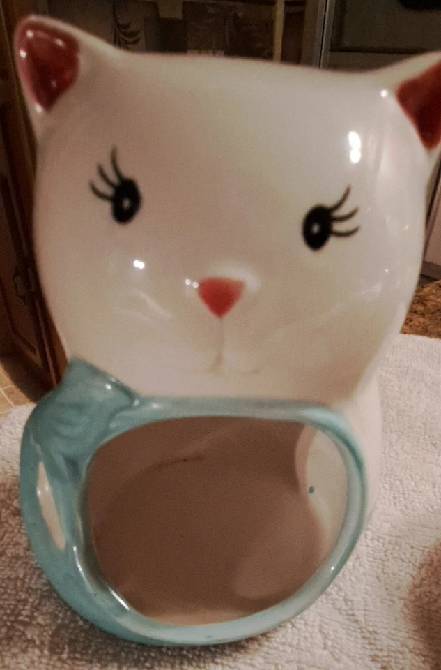 Soporte de esponja retro vintage Sweet Cat cocina blanco con azules  Foto 2 de 4