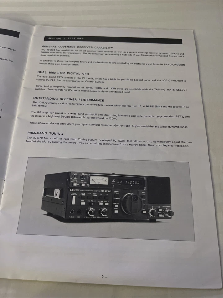 ICOM IC-R70 INSTRUCTION MANUAL ORIGINAL - Image 4 of 4
