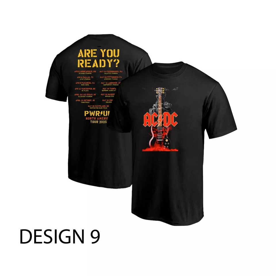 PWR UP 2025 ACDC Are You Ready Tour Dates T-Shirt Power Up North American 2025