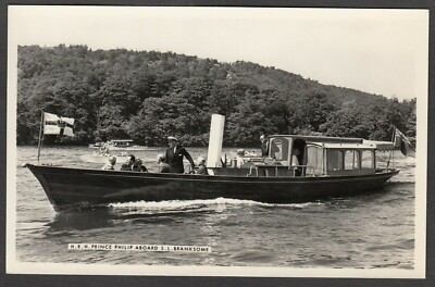 AK Royalty HRH Prinz Philip auf Dampfschiff S L Branksome auf Windermere RP