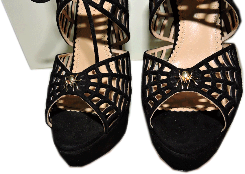 Charlotte Olympia Caught In Charlotte'S Web Suede Open Toe
