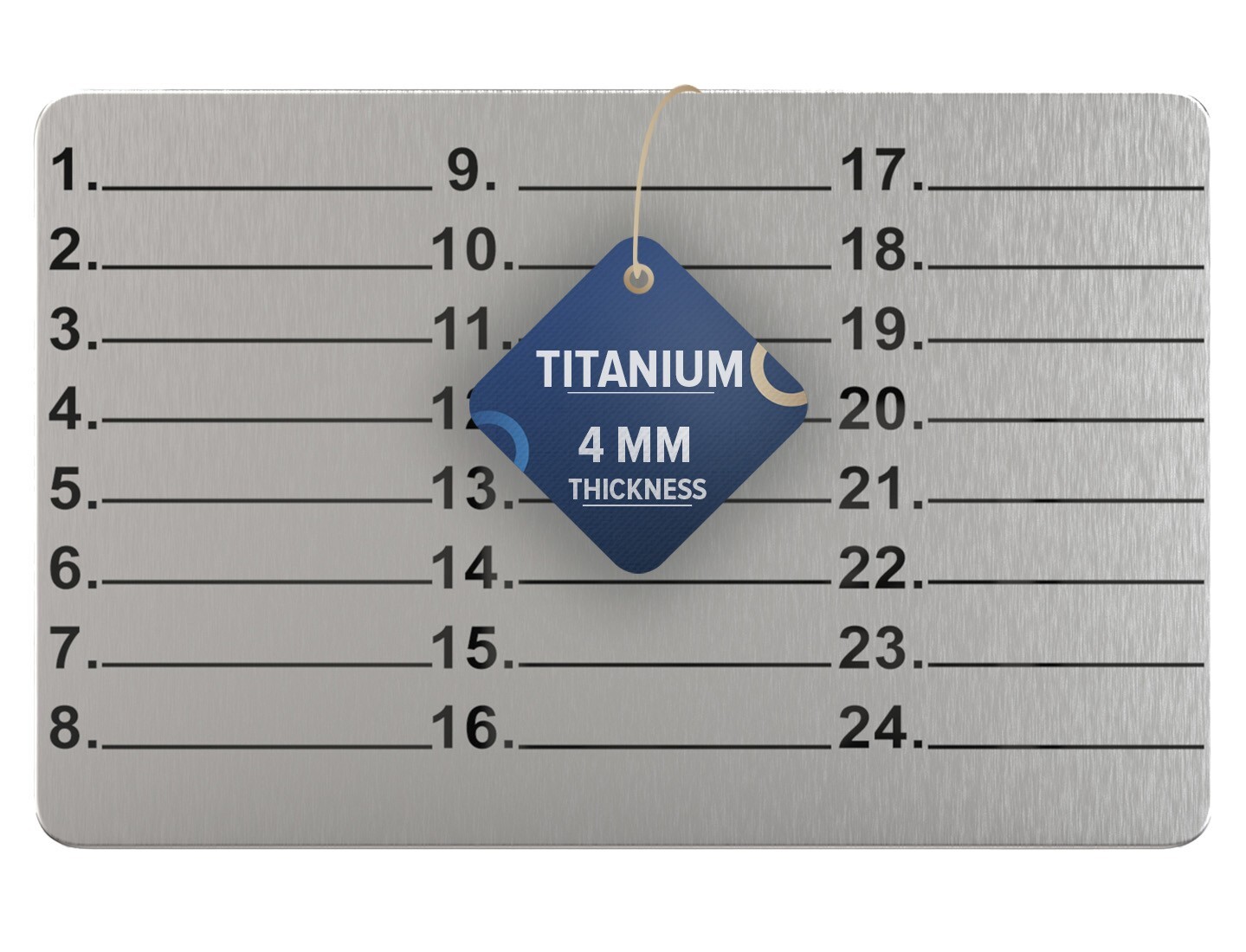 Crypto Seed Storage Extra Thick 4mm Titanium Metal Wallet Punchable Plates