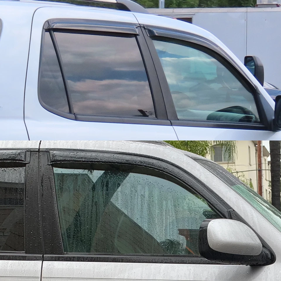Fit 2001-2007 Toyota Sequoia Window Visors Sun Vent Shade Rain Wind Guards Smoke - Image 3 of 4