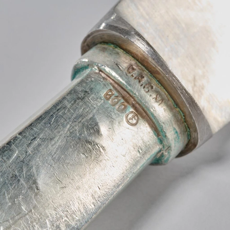 Cuchillos de cena Hanau German Friedrich Feuerstein 800 con mango de plata 10" Foto 4 de 4