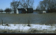 Railroad Slide - Detroit Toledo & Ironton Flooded Field Flood Riga Michigan 1982