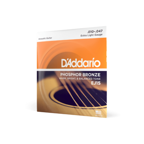 D'Addario EJ15 Phosphor Bronze Acoustic Strings - Extra Light 10-47 019954121136 - 第 1/1 張圖片