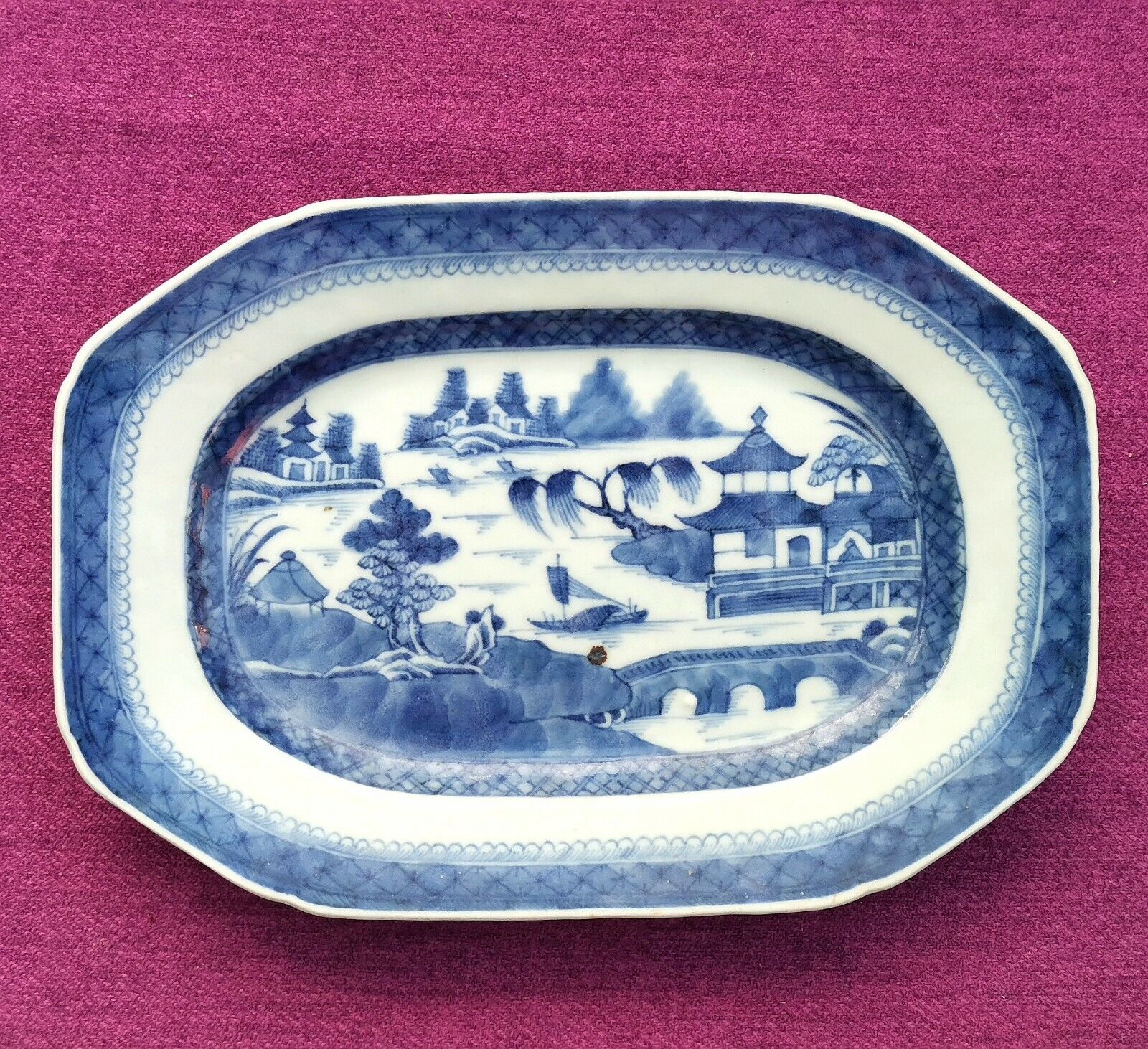 67% OFF of fixed price Antique Chinese Blue Max 67% OFF And 18c Hexagon Plate White
