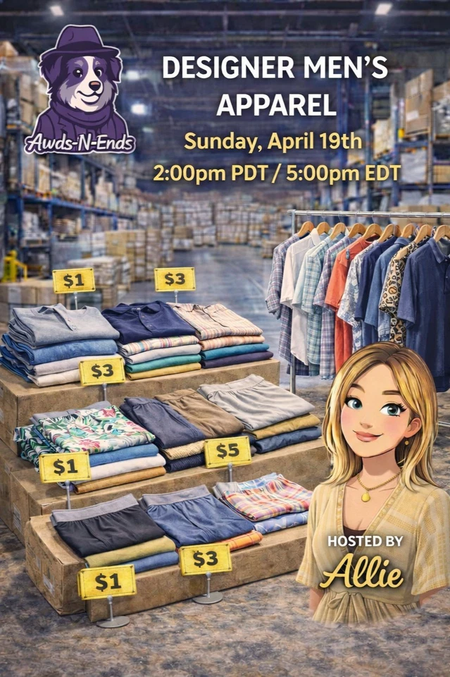 Designer Brand Name Men's Overstock & Closeouts - All $1 Starts!