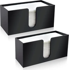 2Pack Paper Towel Holder Countertop, Black Acrylic Napkin Dispenser, Multifold 