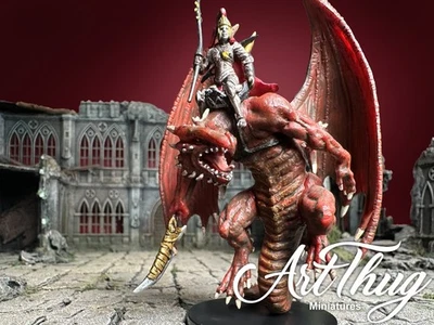 Red Dragonkin Rider #43 (RARE LARGE) Reign of Winter - Pathfinder Battles Mini - image 1 of 4