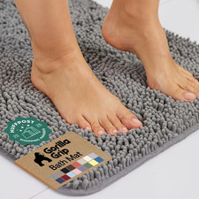 GORILLA GRIP Bath Rug Mat 30X20, Thick Soft Absorbent Chenille, Quick Dry Microf
