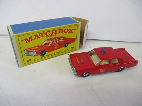 Matchbox Lesney Superfast SF59 Ford Galaxie Fire Chief- "No. 59" base, wrong box