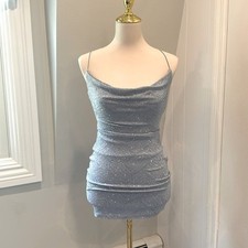 Windsor light Blue sparkly Spaghetti Strap Dress