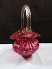Fenton Connoisseur Cranberry Vasa Murrhina Glass Limited Edition Basket