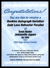 2025 Topps Chrome GOLD LAVA REFRACTOR Variation TRAVIS HUNTER Jags RC Auto /50