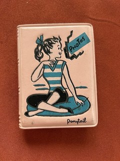 Vintage 1950's PONYTAIL PHOTOS Miniature Holder Book vinyl 2.75" by 3.75"
