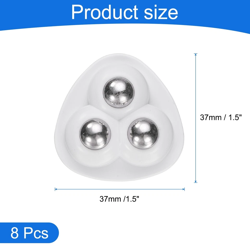 8 Stück selbstklebende Lenkrollen,360° drehbar (weiß,3 Stahlkugeln) - Bild 2 von 4
