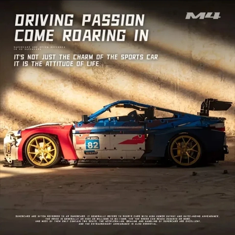 BMW M4 auto sportiva 1:8 62 Centim. 4556 pezzi set di costruzione con Box nuovo. - Immagine 3 di 4