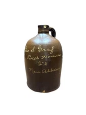 VINTAGE ADVERTISING SCRATCH JUG GEO S GRAF BEST HARNESS OIL NEW ALBANY INDIANA