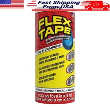 Rubber Waterproof Tape 8" x 5' Adhesive Durable Flexible Repair Solution New