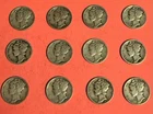 Lot Of 12, 90% Silver Mercury Dimes