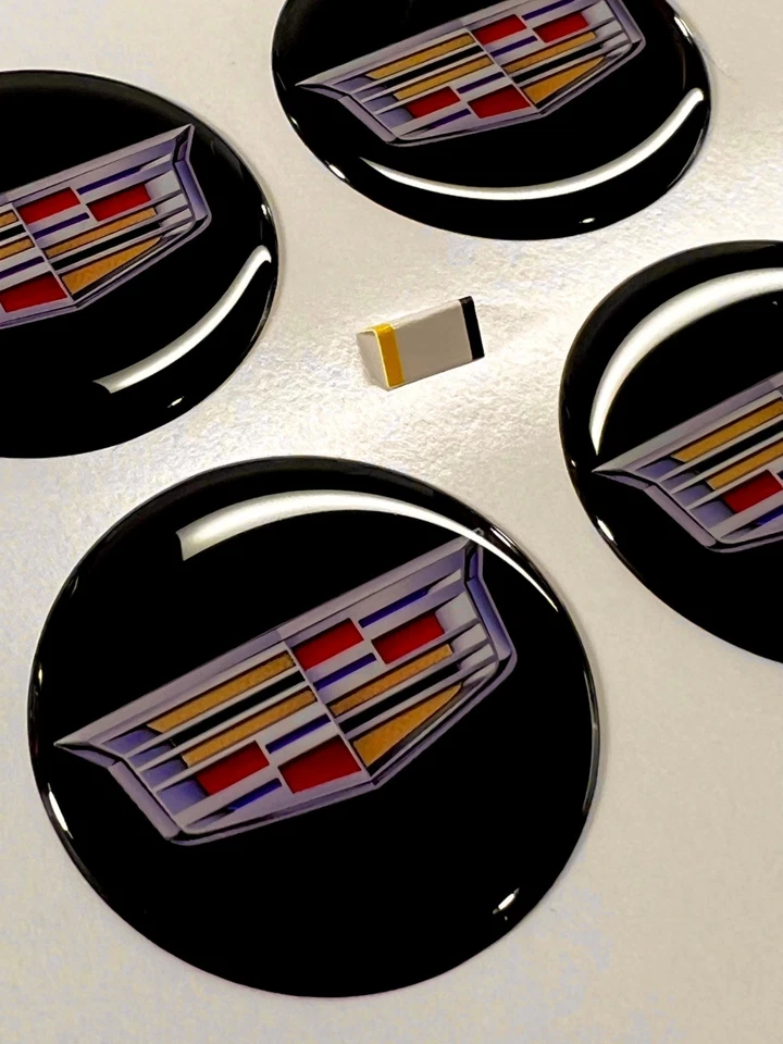 4pcs. All sizes Epoxy Cadillac Emblem logo Sticker decal wheel hub center caps - Image 2 of 2